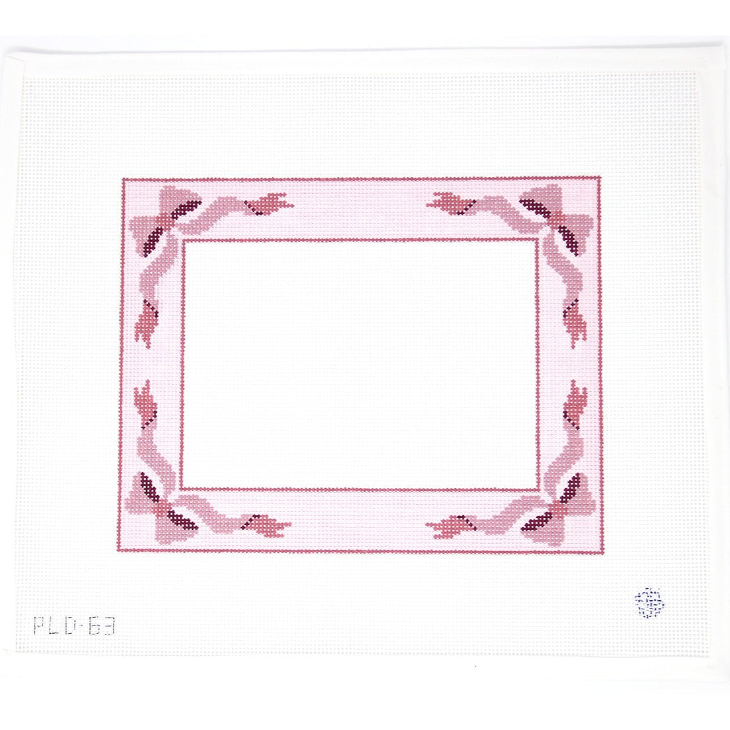Pink Bow Frame Greystone Needlepoint