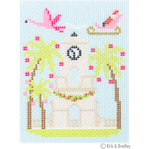 Palm Beach Christmas Clock Tower Greystone Needlepoint