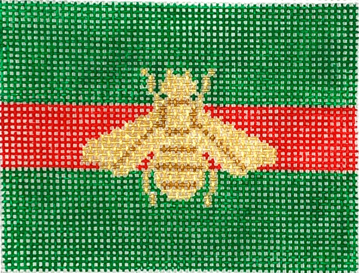 Gucci Inspired Gold Bee on Green with Red Stripe