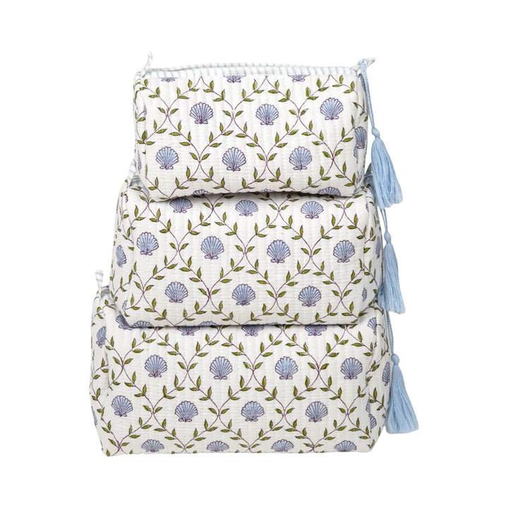 Monogrammed Seashell Block Print Bag Set