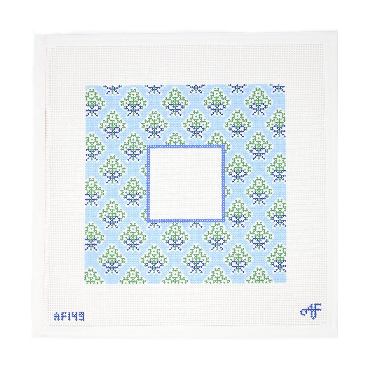 Sky Blue Medallion Frame Greystone Needlepoint