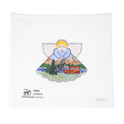 Hand-painted needlepoint canvas by Debbie Woodard Designs featuring a charming RV and road trip scene on 18 mesh. A fun and adventurous design perfect for finishing as a travel-themed ornament, framed piece, or keepsake for RV lovers and road trip enthusiasts.