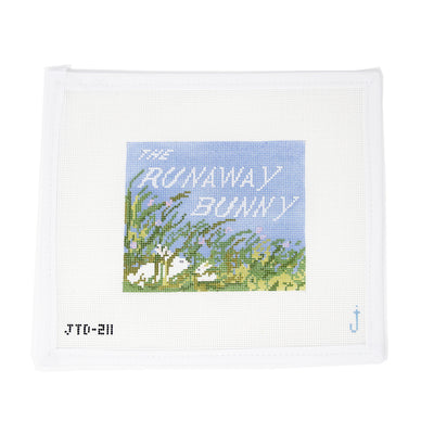 Hand-painted needlepoint canvas on 18 mesh featuring the cover art from The Runaway Bunny book—perfect for storybook-themed or nursery stitching projects