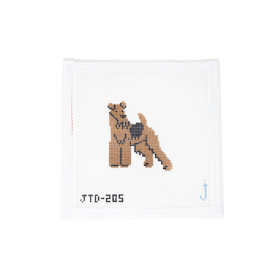 Hand-painted needlepoint canvas on 13 mesh featuring a Madeline dog design – Ideal for storybook or pet-themed stitching projects