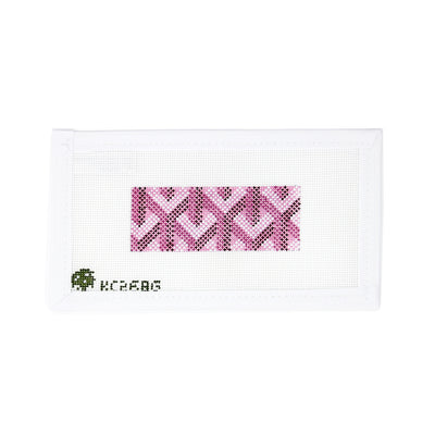 Needlepoint canvas by Elm Tree featuring a Goyard-inspired keychain pattern, perfectly sized for a key fob. Hand-painted on 18 mesh, this sleek and stylish design is ideal for finishing as a luxe accessory or a fashionable gift for bag and key lovers.