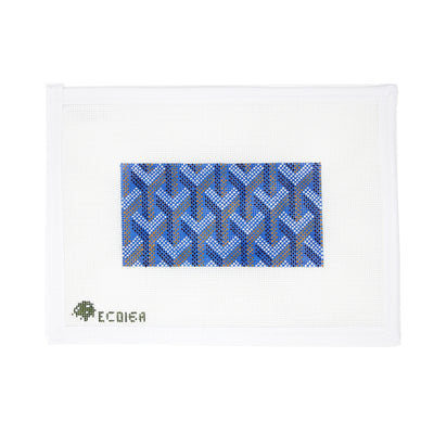 Needlepoint canvas by Elm Tree featuring a Goyard-inspired pattern designed for a clutch. Hand-painted on 18 mesh, this elegant and modern design is perfect for finishing as a statement clutch, evening bag insert, or a chic accessory for fashion-forward stitchers.