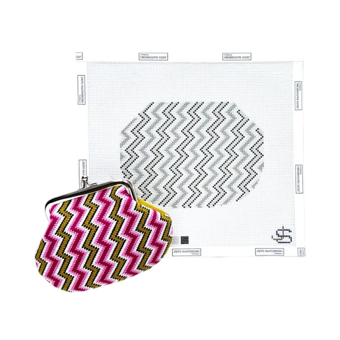 Zig Zag Grayscale Kiss Lock Canvas