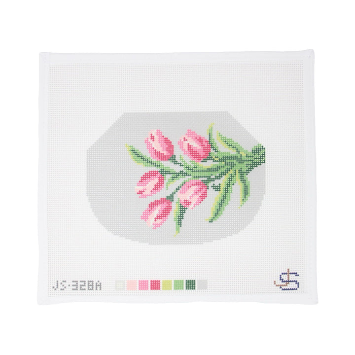 Tulips Grayscale Kiss Lock Bag Canvas
