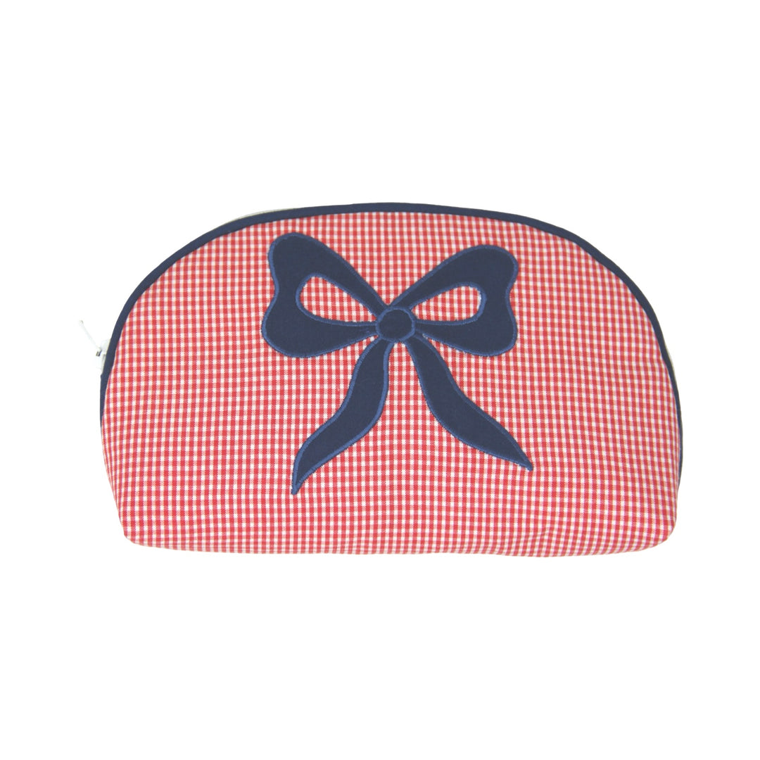 Small Gingham Bow Round Top Pouch