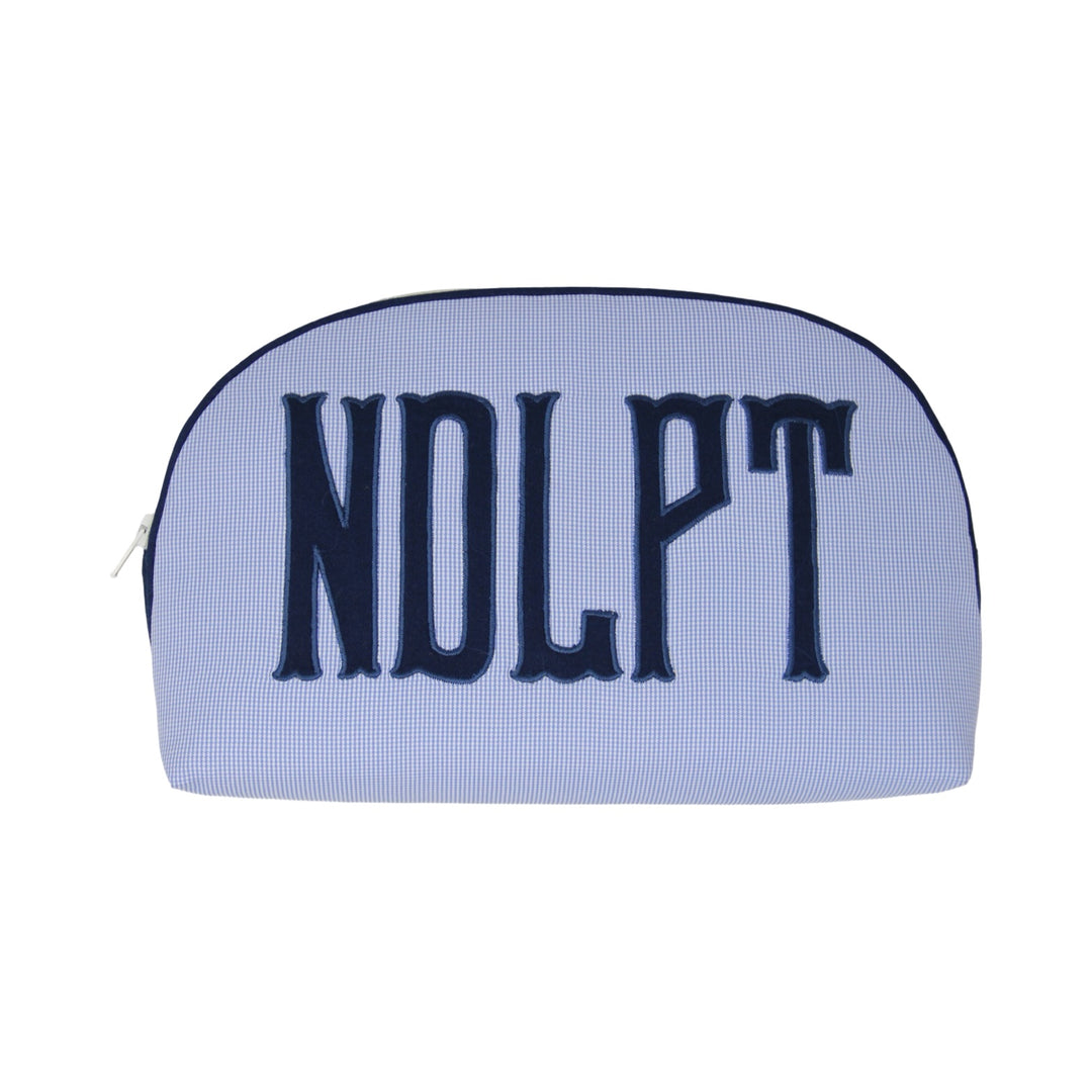 Large Round Top Pouch - NDLPT Blue Gingham