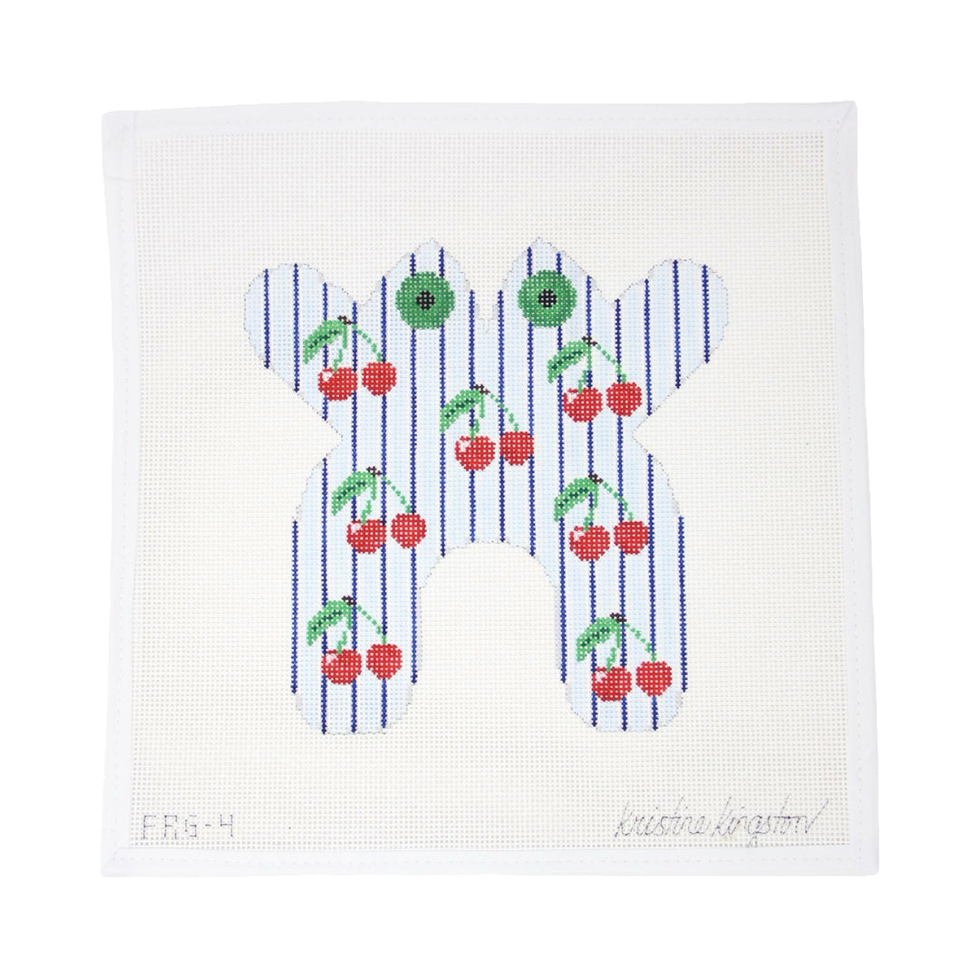 Frog - Cherries on Light Blue Stripes
