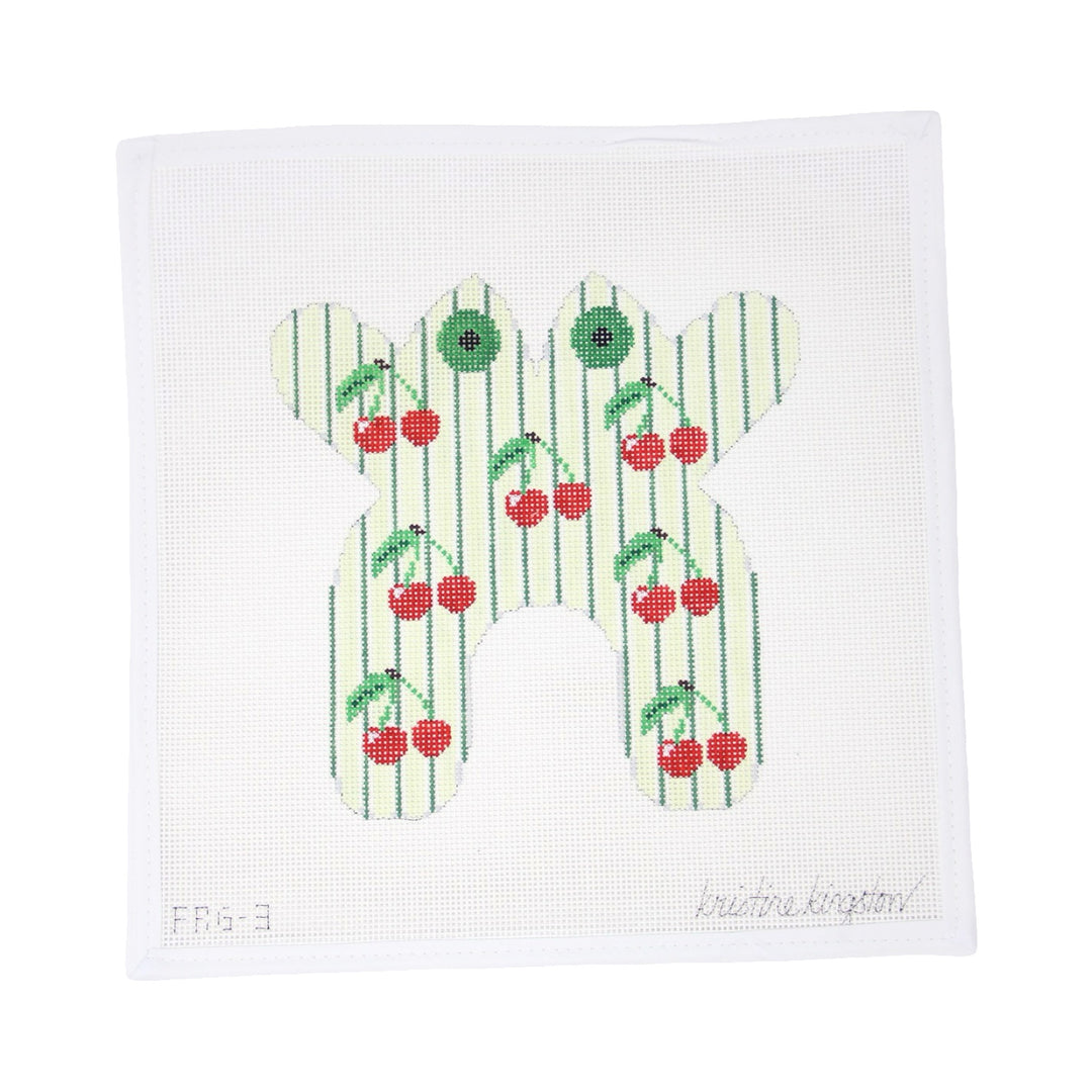 Frog - Cherries on Green Stripes