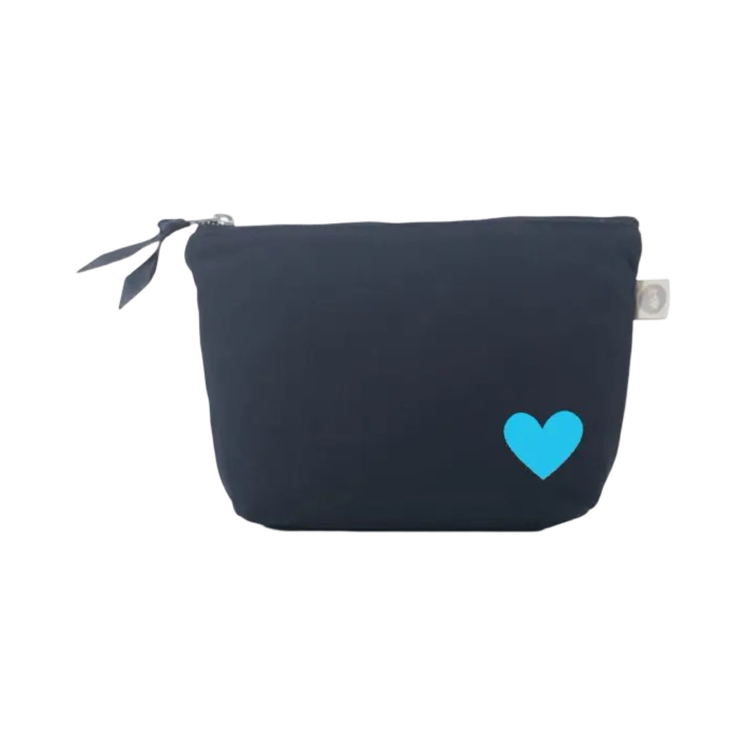 Navy Stitch Bag with Petite Capri Blue Heart