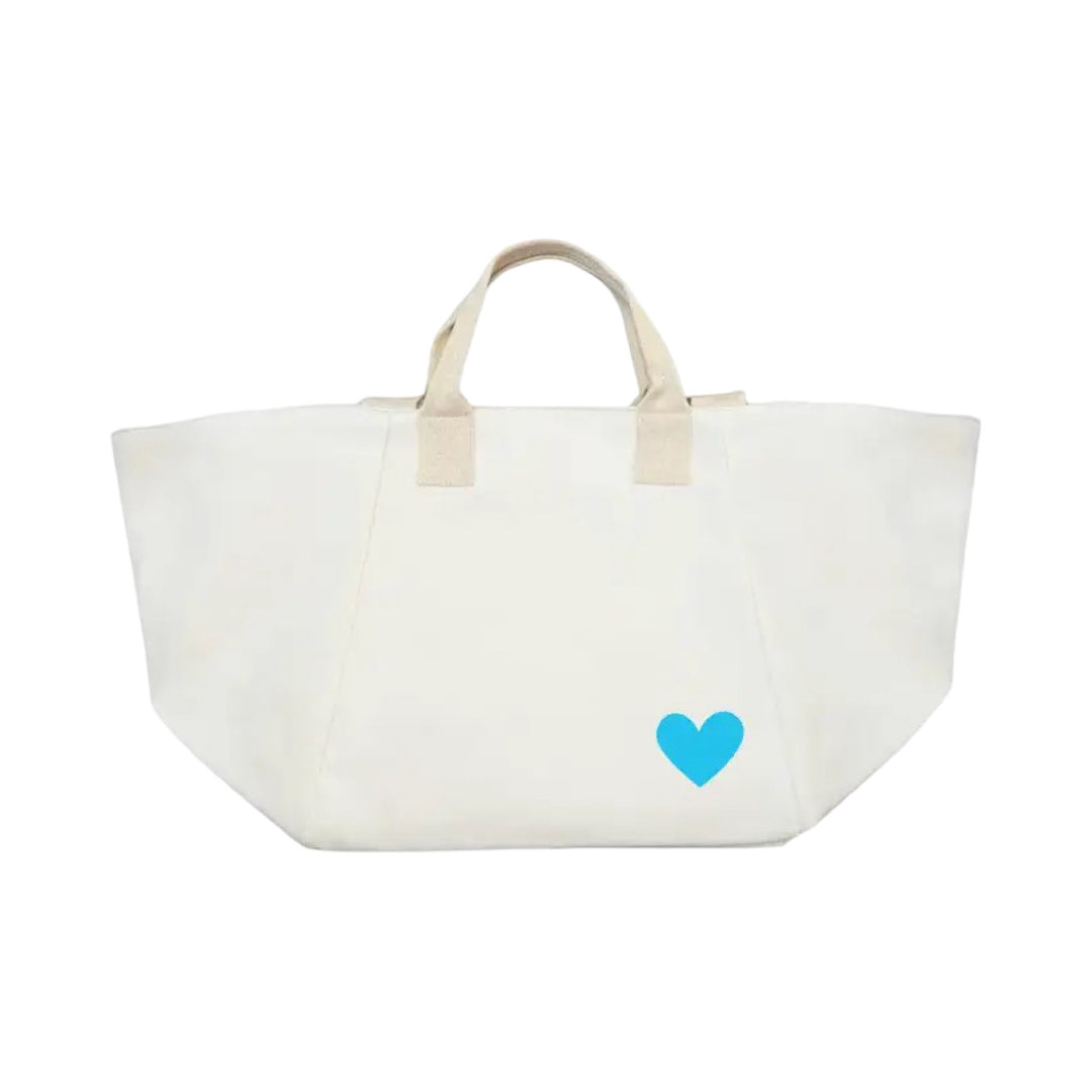 Chelsea Bag: Natural With Capri Blue Heart