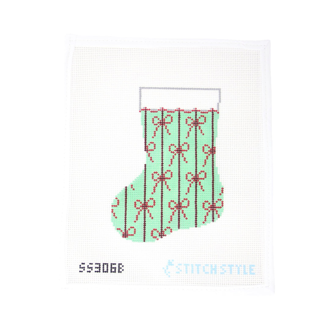 Bow Mini Stocking Green & Red