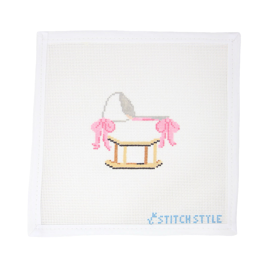 Baby Bassinet with Bows - Pink