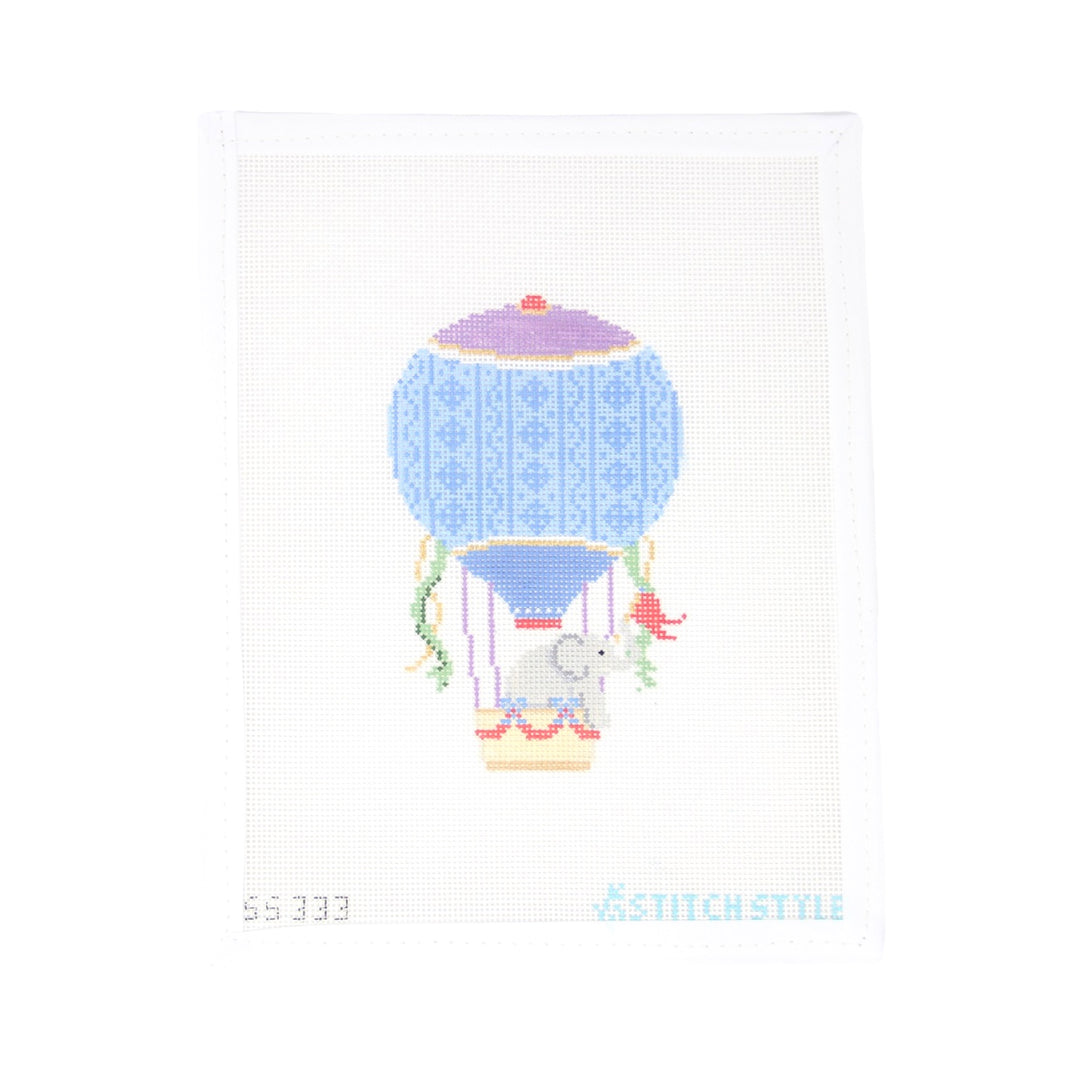 Blue and Purple Hot Air Balloon with Elephant