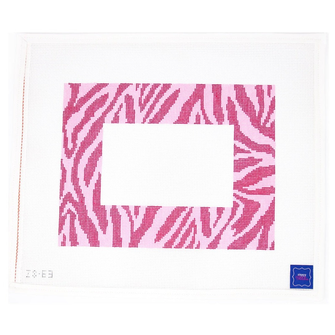 Pink Zebra Frame Greystone Needlepoint